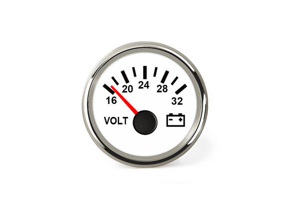 Hollex | Voltmeter | Wit/RVS 18-32V