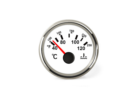 Hollex | Koelwatertemp. meter | Wit/RVS 9-32V Voltage: 120°