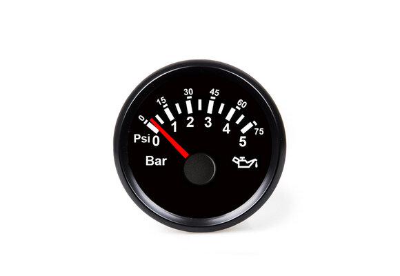Hollex | Oliedrukmeter | Zwart 9-32V 0-5 Bar