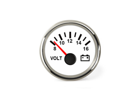 Hollex | Voltmeter | Wit/RVS 8-16V
