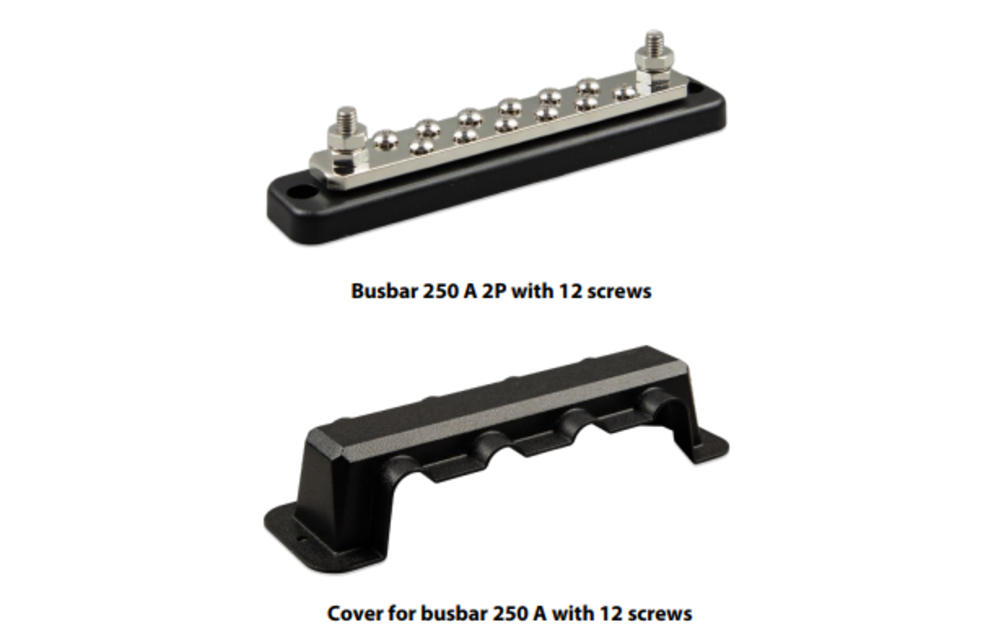 Busbar 250A 2P with 12 screws +cover