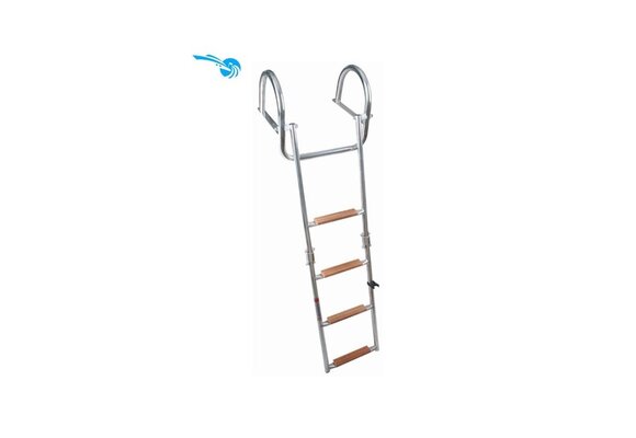 Prince Telescopische zwemtrap voor zwemplateau; 4+1 - teak treden