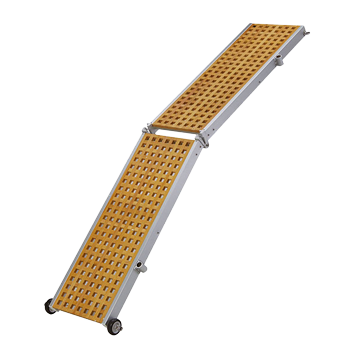 Allpa Aluminium Loopplank met wielen & houten loopvlak, 2-delig, draaggewicht 160kg