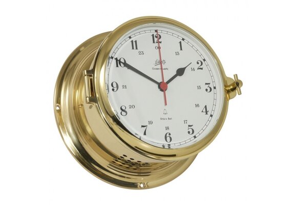 Schatz - Klok quartz Royal messing Ø180 mm glazenslag