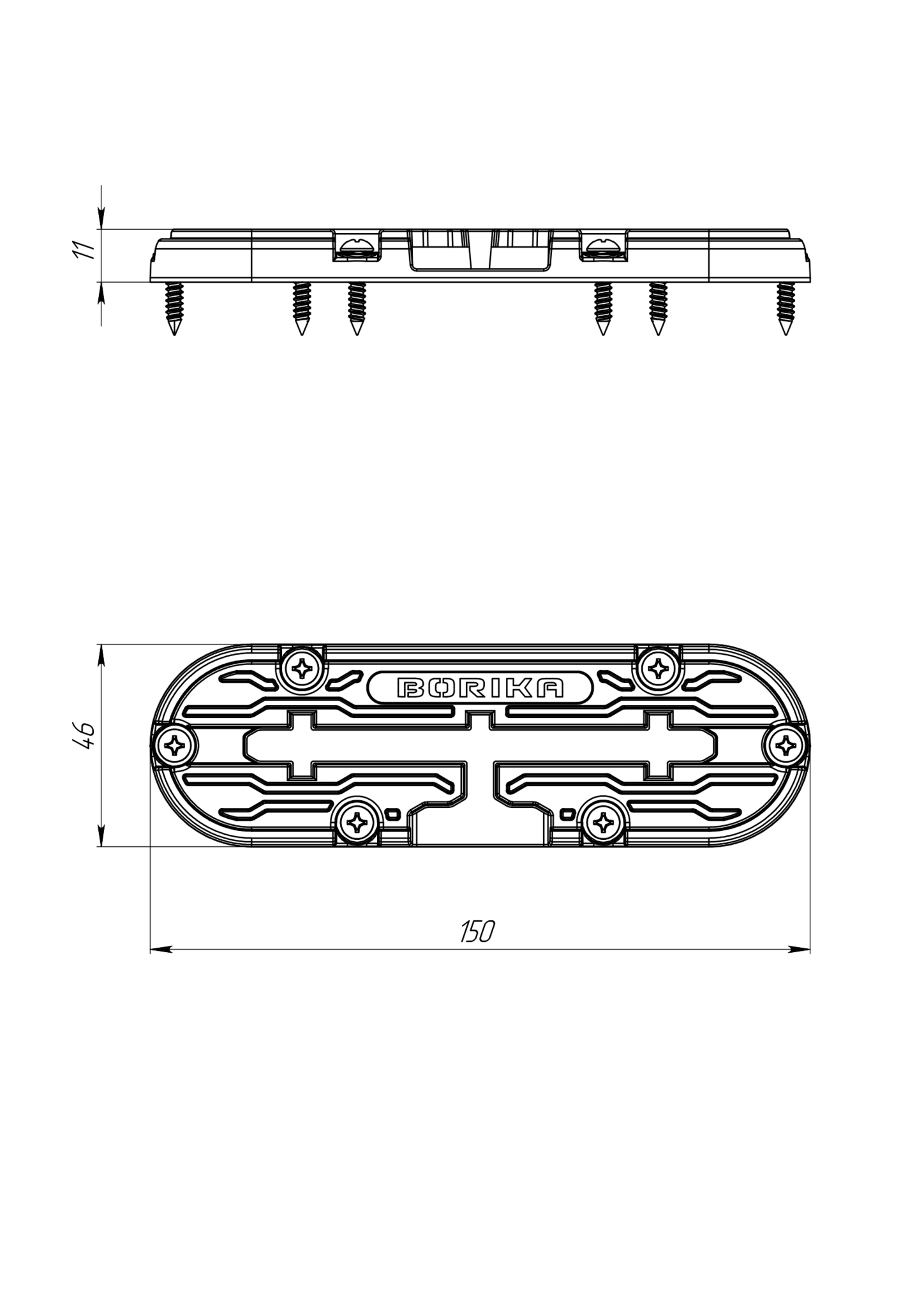 Borika - Track voor t-bolt montage 150mm