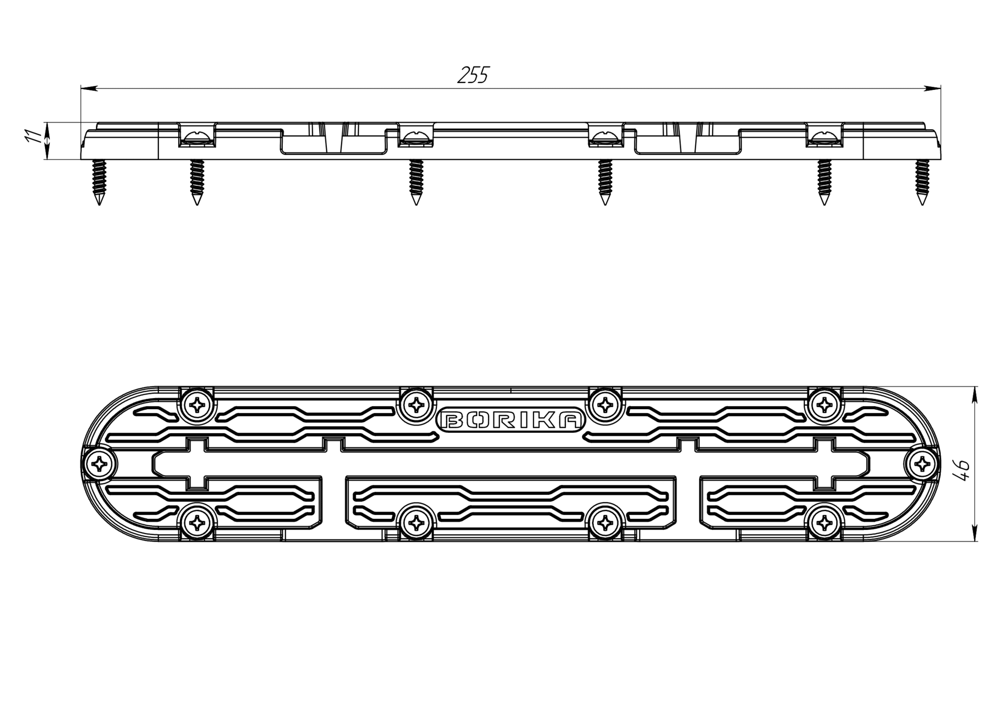 Borika - Track voor t-bolt montage 255mm