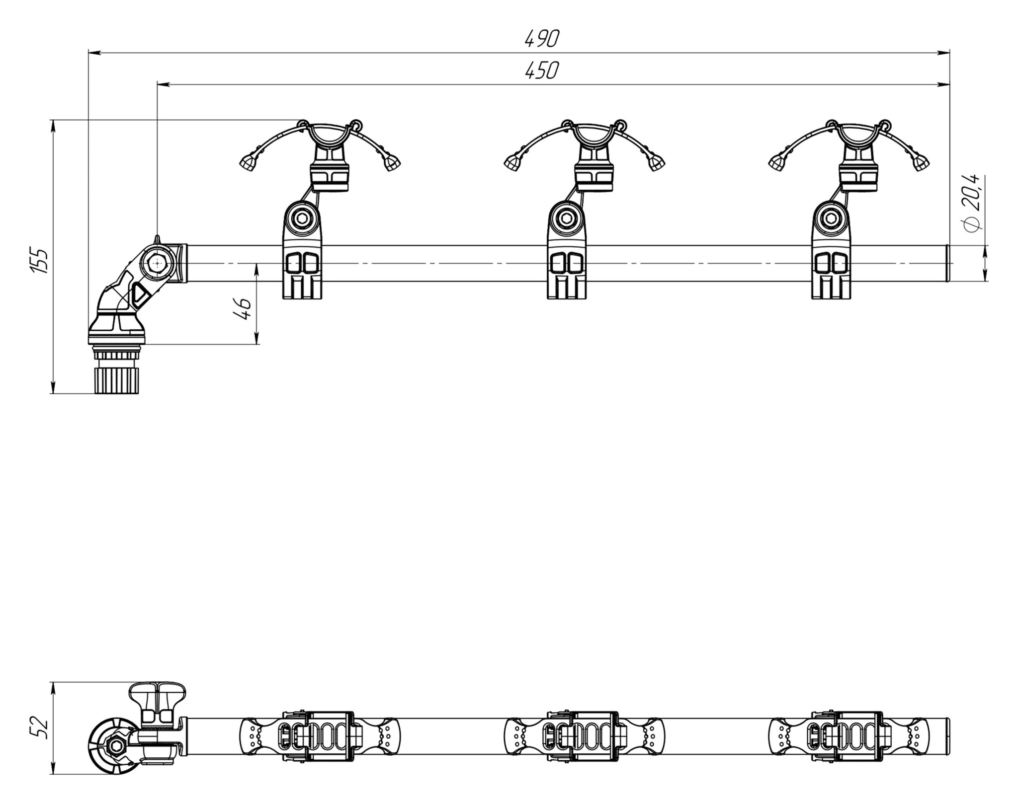 Borika - Hengelhouder voor drie hengels