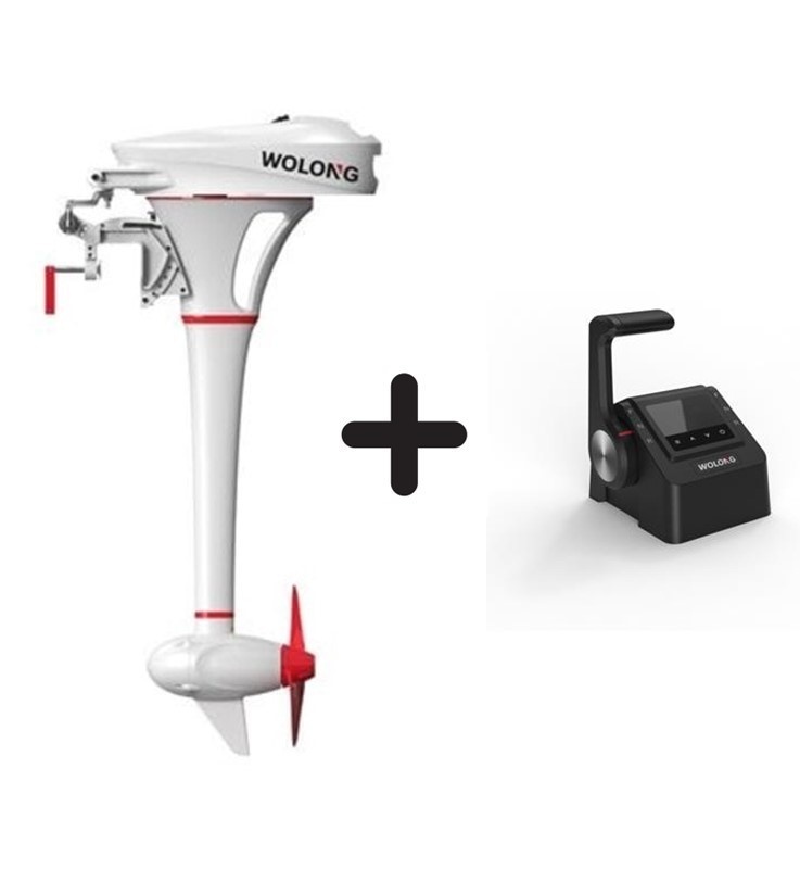 Wolong Elektrisch buitenboordmotor  - Flowstar 1.5 langstaart met afstandsbediening en accu