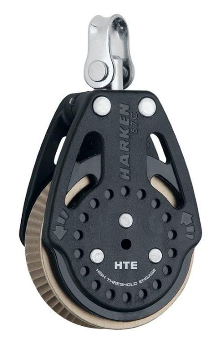 Harken Carbo Ratchamatic 1-schijfsblok standaard 1.5x grip HTE 57mm