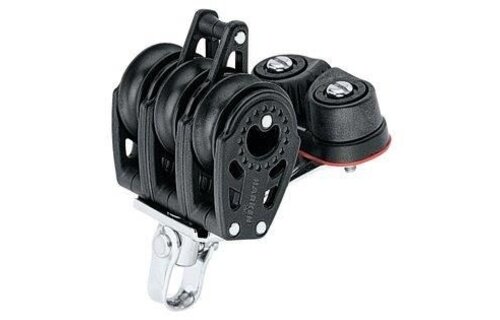 Harken Carbo 3-schijfsblok met hondsvot en klem 29 mm