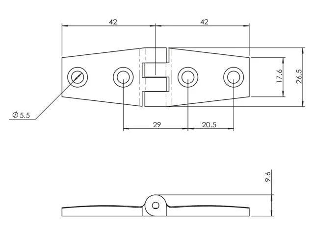 Scharnier nylon 84 X 26.5