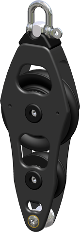 Antal Aluminium block serie OPF-60, kogelgelagerd, single fiddle block + becket (hondsvot)