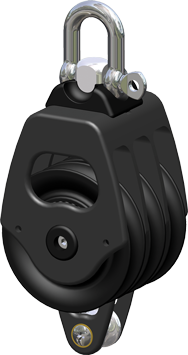 Antal Aluminium block serie OPF-60, kogelgelagerd, triple sheave block + becket (hondsvot)