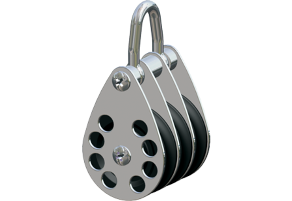 Antal RVS 316 block serie 65, kogelgelagerd, triple block