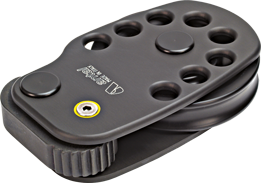 Antal Aluminium single dekblok met veerstopper, Ø100mm schijf voor Ø8-16mm lijn, SWL 2000kg, links