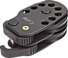 Antal Aluminium dubbel dekblok met stopper, Ø65mm schijf voor Ø6-12mm lijn, SWL 800kg, links