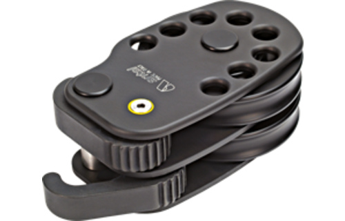 Antal Aluminium dubbel dekblok met veerstopper, Ø80mm, schijf voor Ø6-14mm lijn, SWL 1000kg, links