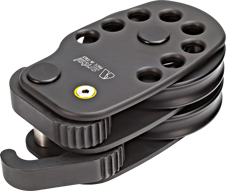 Antal Aluminium dubbel dekblok met veerstopper, Ø100mm, schijf voor Ø8-16mm lijn, SWL 2000kg, links