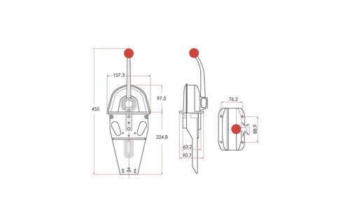 SeaStar MT3 Dual Action Top Mount Control, model MT3, Single Lever