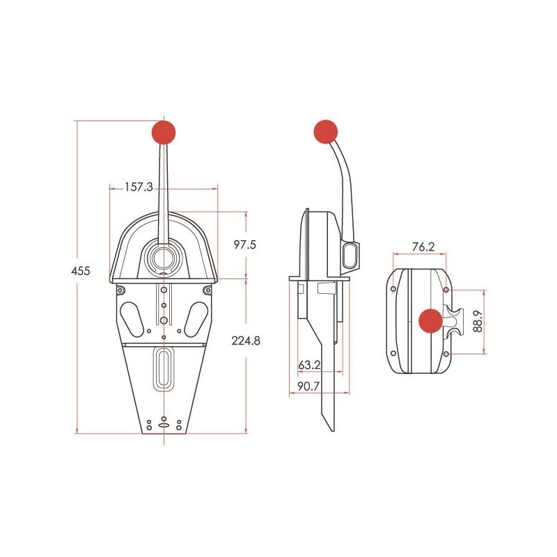 SeaStar MT3 Dual Action Top Mount Control, model MT3, Single Lever
