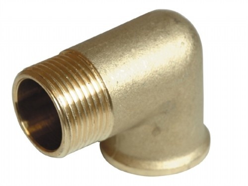 Messing Bocht 90° graden met binnen-, en buitendraad