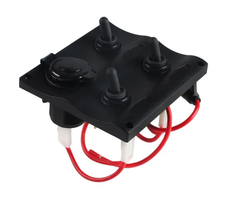 Schakelpaneel met 12 VOLT plug - 3 schakelaars