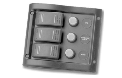 Allpa schakelpaneel  12V  3-schakelaars & LED-indicators  autom. zekeringen (5A  10A  15A)