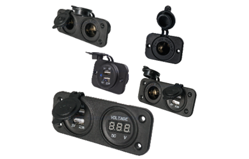 Allpa Waterdichte DC inbouw stekker met 2x USB ingangen (enkel)