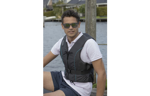 Besto Dinghy Zipper 50N Zwart/Aqua striping