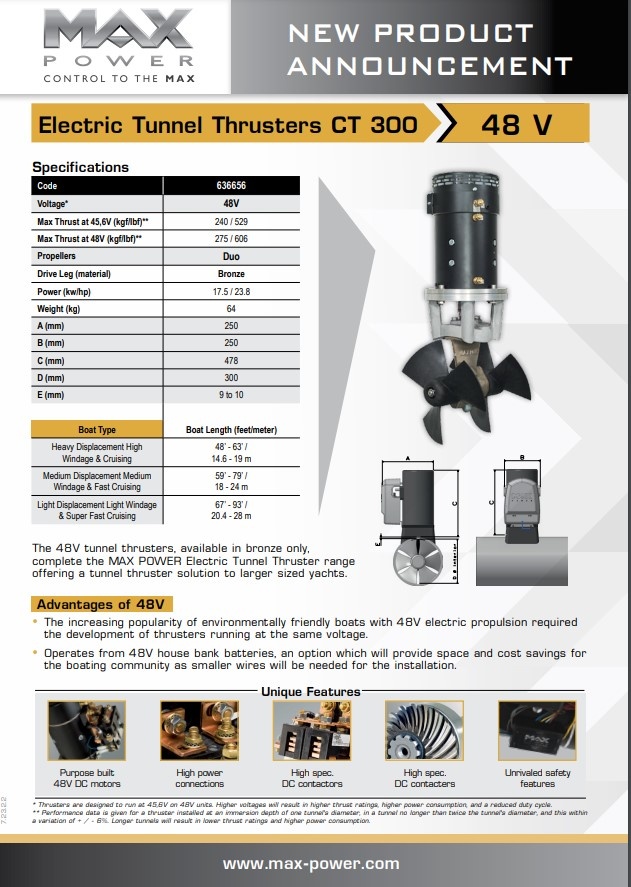 Max Power tunnelboegschroef brons 48V