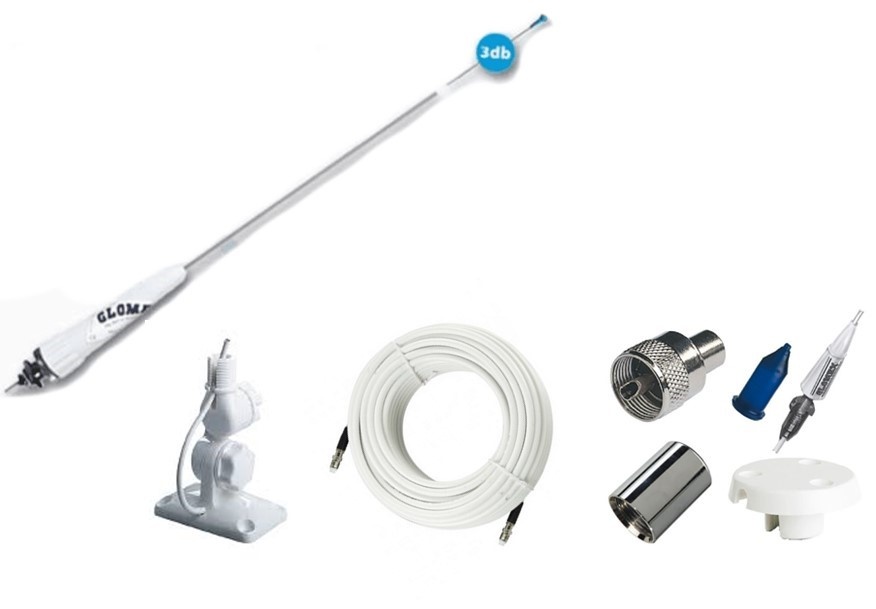 Glomex Marifoon Antenne RA106GRPPB Fiberglas - Complete set
