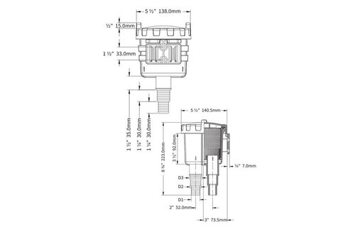 Hollex koelwaterfilter - ø25/32/38mm