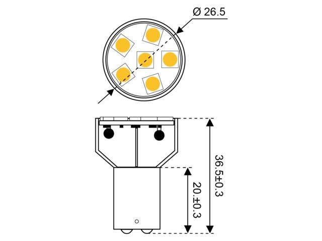Ledlamp led6 10-30V BA15D - 1.0 watt