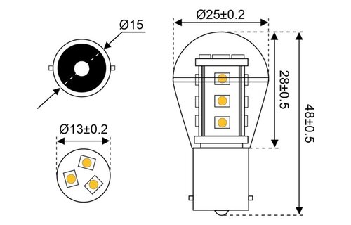 Ledlamp led15 10-30V BA15S - 1.6 watt