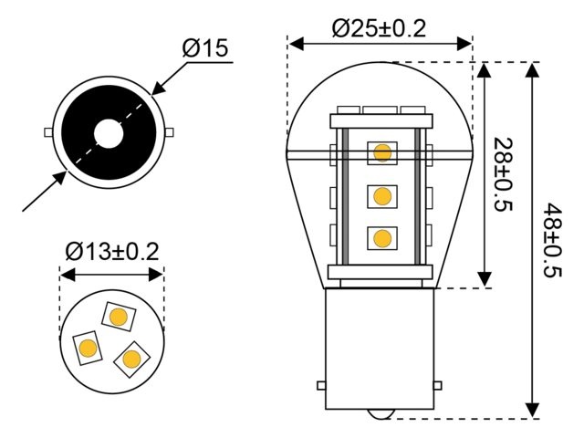 Ledlamp led15 10-30V BA15S - 1.6 watt