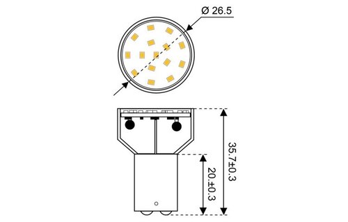 Ledlamp led15 10-30V BA15S 2700k - 1.5 watt