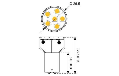 Ledlamp led6 10-30V BA15S