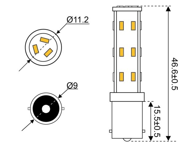 Ledlamp led27 10-30V BA9S - 1.3 watt
