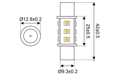Ledlamp led12 festoon aqua signal 42mm - 0.7 watt