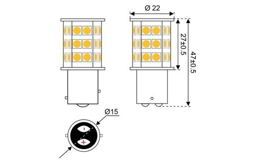 Ledlamp led30 10-30V BAY15D - 3.0 watt