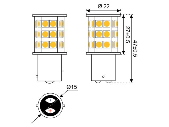 Ledlamp led30 10-30V BAY15D - 3.0 watt