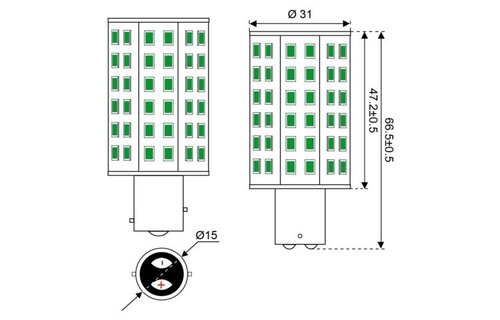 Ledlamp led60 10-30V BAY15D green - 4.8 watt