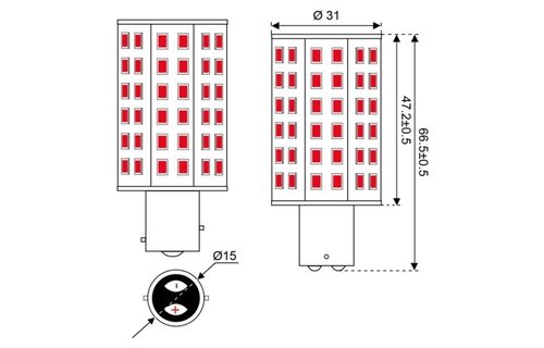 Ledlamp led60 10-30V BAY15D red - 4.8 watt