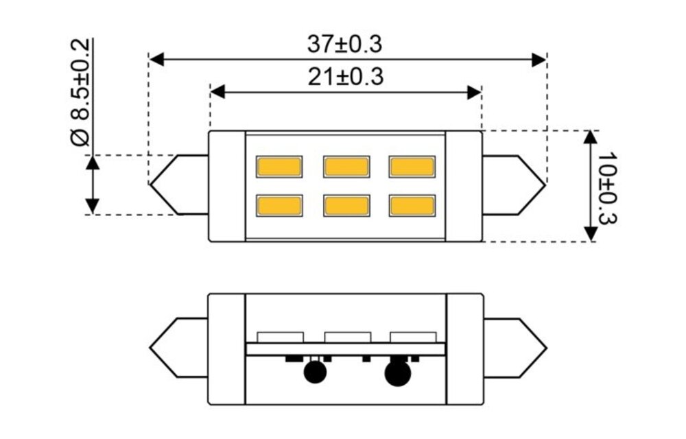 Ledlamp led3 festoon 10-30V 37mm - 0.8 watt