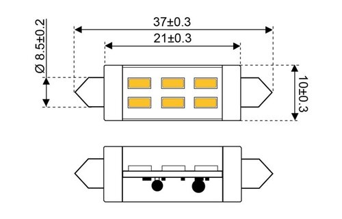 Ledlamp led3 festoon 10-30V 37mm - 0.8 watt