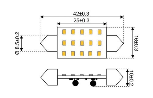 Ledlamp led15 festoon 10-30V 42mm 2700k - 1.2 watt