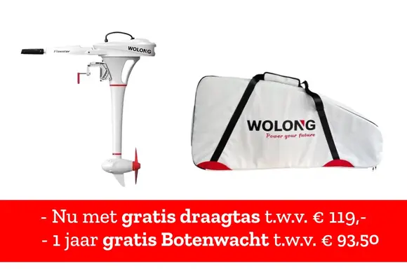 Wolong Elektrisch buitenboordmotor  - Flowstar 1.5 kortstaart met knuppel/accu
