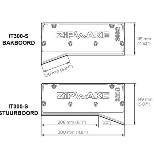 Zipwake interceptor chine bakboord kabel 3mtr