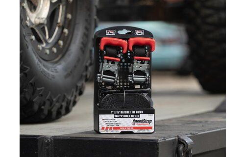 Speedstrap 25 mm Ratchet Tie-down, s-haken en lus, 450 cm, zwart, 2 st.