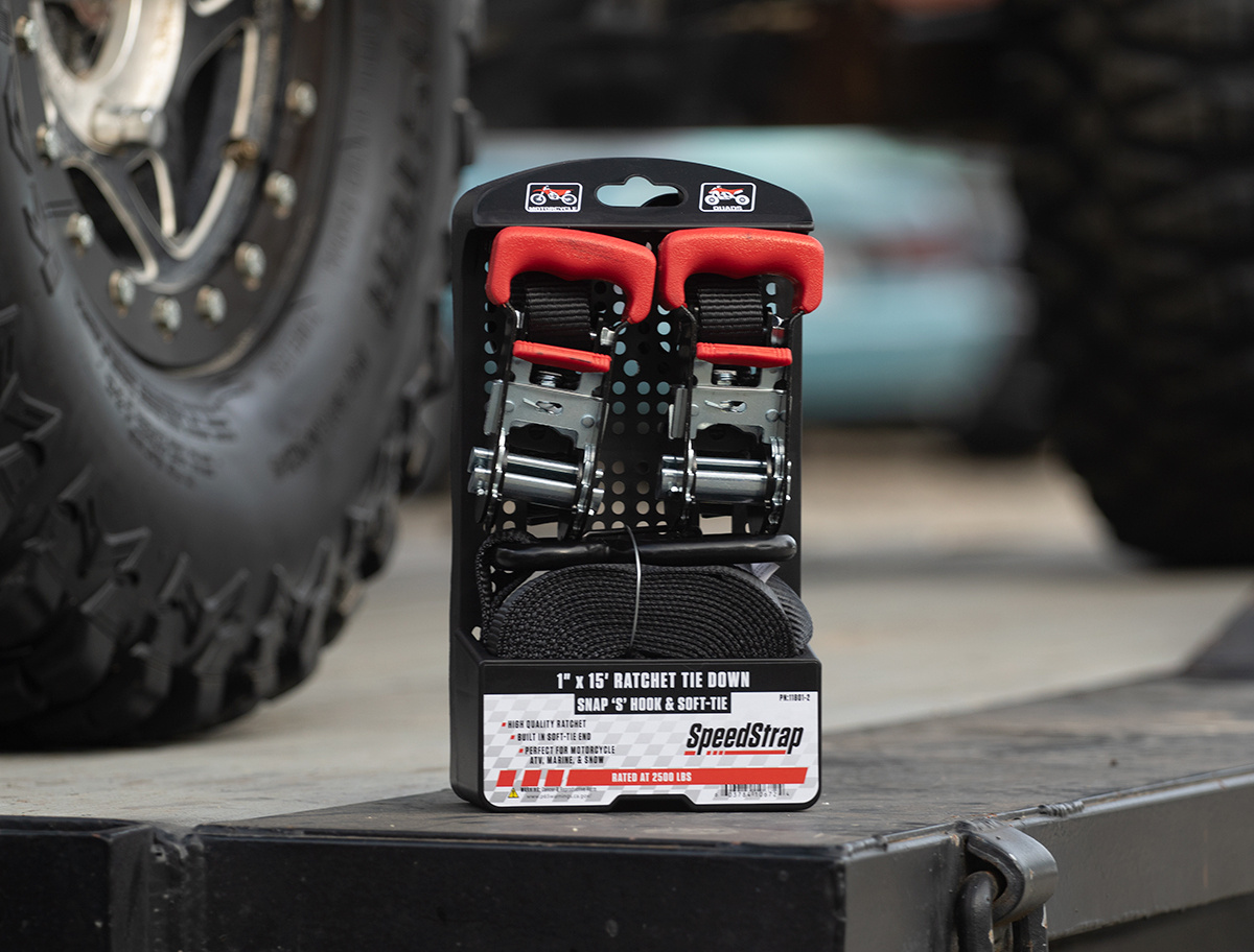 Speedstrap 25 mm Ratchet Tie-down, s-haken en lus, 450 cm, zwart, 2 st.